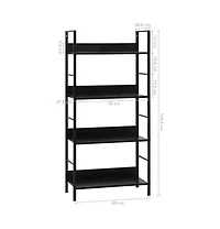 4-Layer Book Shelf Black 23.6"x10.9"x49" Engineered Wood