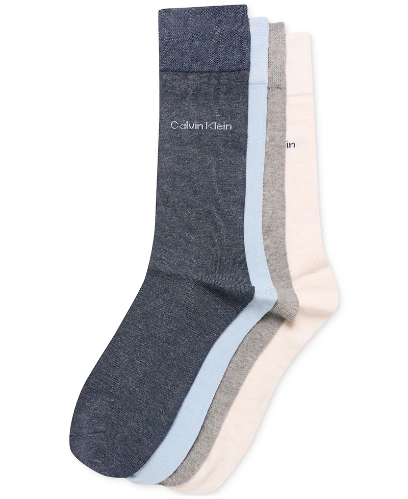 Calvin Klein Men's 4-Pack Flat-Knit Crew Dress Socks