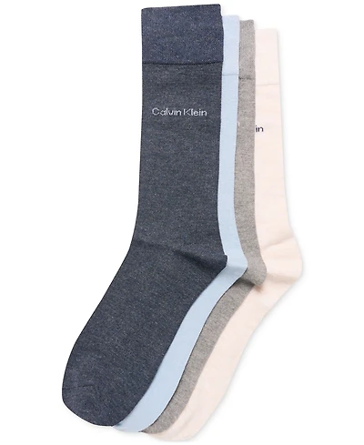 Calvin Klein Men's 4-Pack Flat-Knit Crew Dress Socks