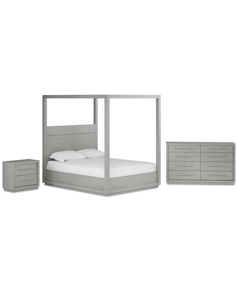 Tivie 3pc Bedroom Set (Full Canopy Bed + Dresser Nightstand), Created for Macy's