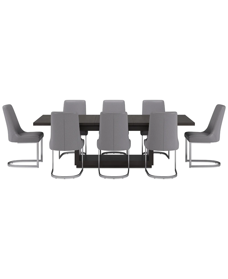 Tivie 9 Pc Dining Set (Rectangular Table + 8 Chairs), Created for Macy's