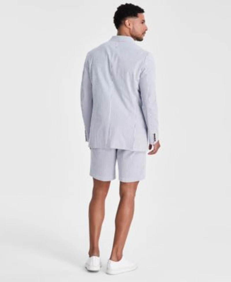 Club Room Mens Regular Fit Seersucker Blazer 9 Seersucker Shorts Sweater Knit Polo Shirt Created For Macys