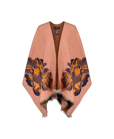Laundry by Shelli Segal Women's Pop Flower Border Midweight Woven Ruana