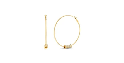 kensie Gold-Tone Hoop Earring with Pave Bar