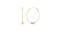 kensie Gold-Tone Hoop Earring with Pave Bar