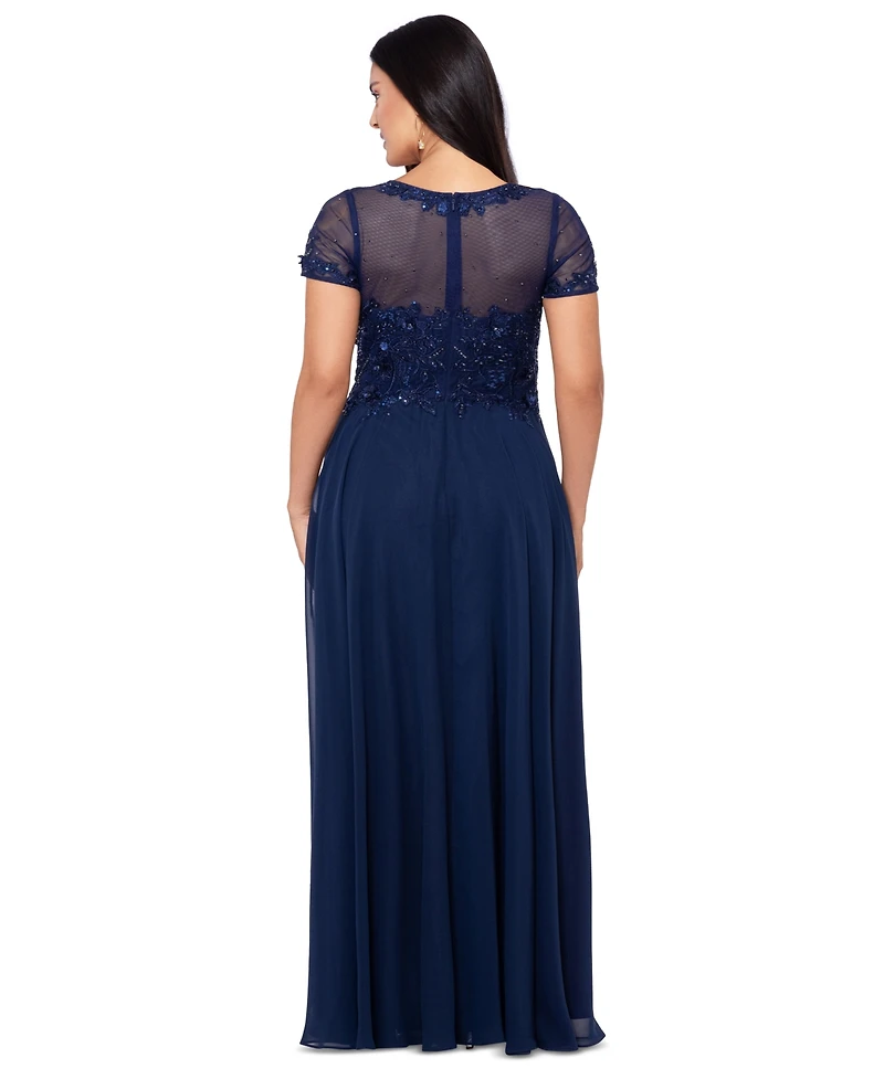 Xscape Plus Beaded Chiffon Gown