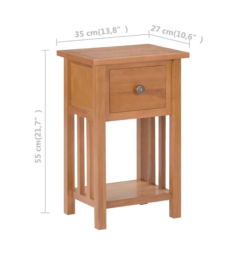 Magazine Table with Drawer 13.8"x10.6"x21.7" Solid Oak Wood