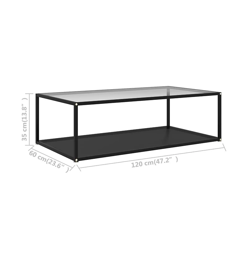 Coffee Table Transparent and Black 47.2"x23.6"x13.8" Tempered Glass