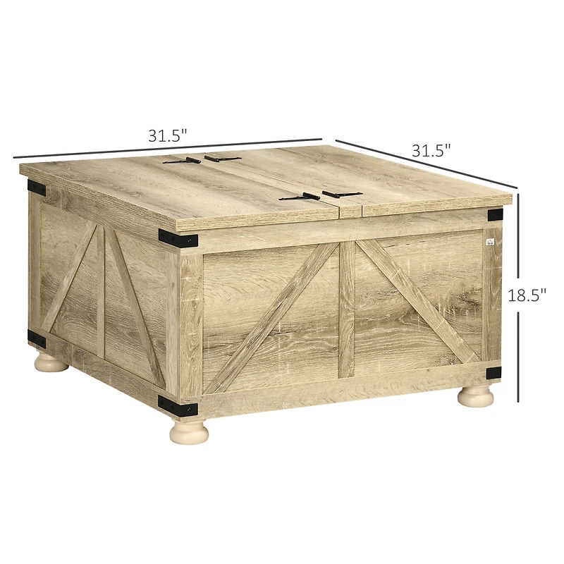 Homcom Farmhouse Table with Storage, Large Square Table,