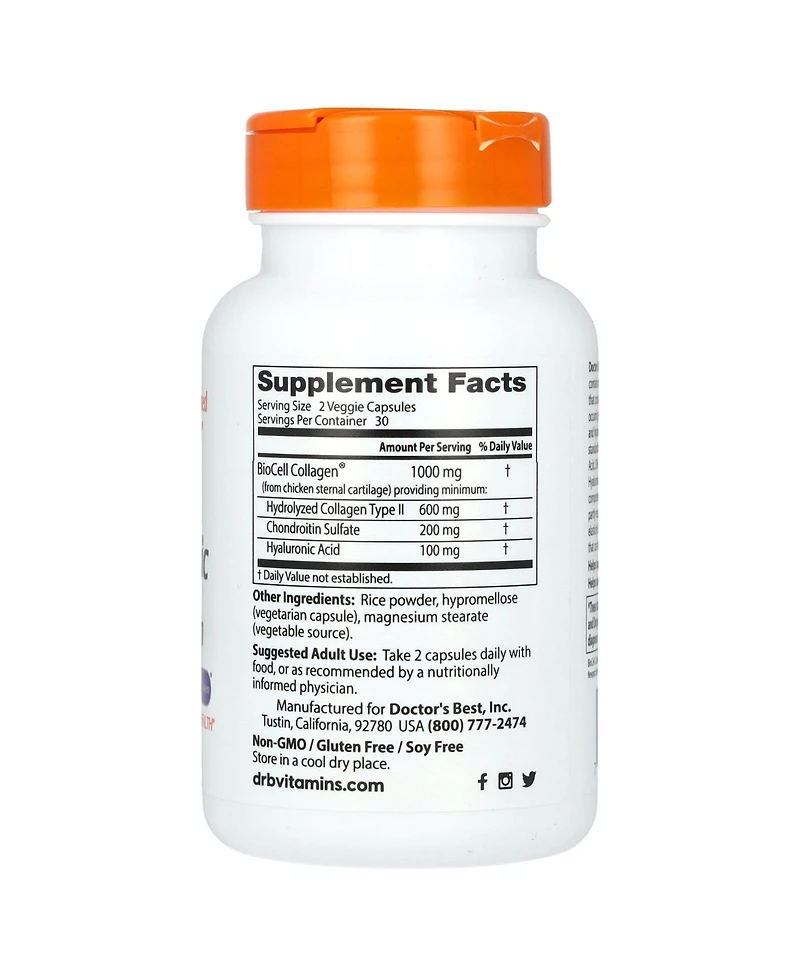 Doctor's Best Hyaluronic Acid + Chondroitin Sulfate with BioCell Collagen