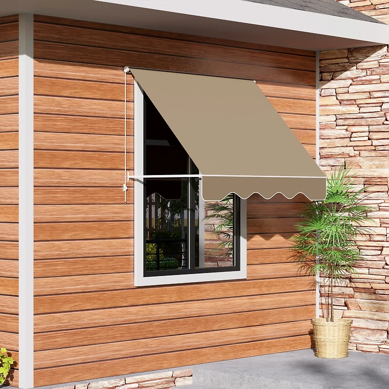 Outsunny Drop Retractable Window Awning Canopy Sun Shade Shelter Arm Manual