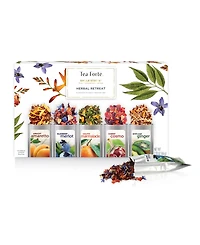 Tea Forte Fiore Stone Blue Teaware and Single Steeps Tea Bundle, 4 Piece