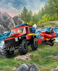 Lego City 4X4 Fire Truck with Rescue Boat Toy 60412, 301 Pieces