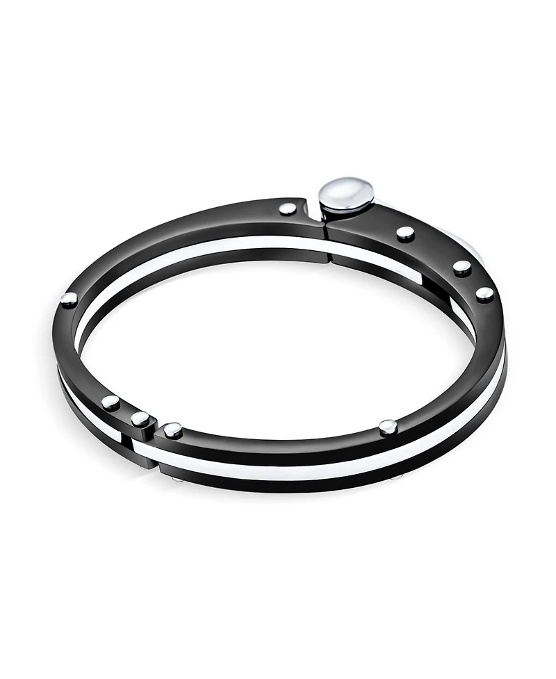 Bling Jewelry Biker Handcuff Bracelet Stainless Steel 8 Inch Clasp