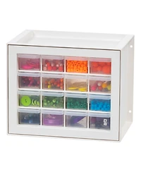 Iris Usa 16 Drawer Stackable Storage Cabinet for Hardware Crafts, White - Small Organizer Utility Chest, Scrapbook Art Hobby Multiple Compartment