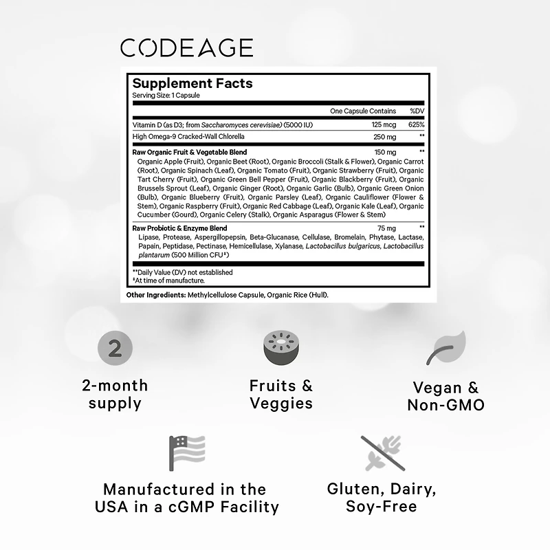 Codeage Raw Vitamin D3+ High Potency 5000 Iu Supplement From Saccharomyces Cerevisiae