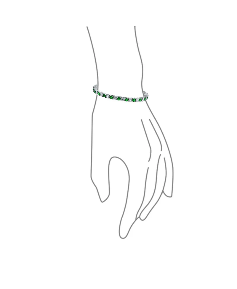 Bling Jewelry Alternating Round Cz 12CT 4 Prong Basket Set Tennis Bracelet Rhodium Plated 7.5 Inch