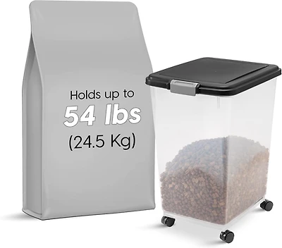 Iris Usa Lbs / Qt WeatherPro Airtight Pet Food Storage Container with Attachable Casters, For Dog Cat Bird and Other Pet Food Storage Bin