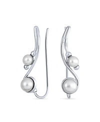 Bling Jewelry White Freshwater Pearl Ear Cuff Cartilage Climbers 14K Gold Plated Silver