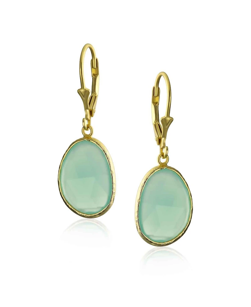 Bling Jewelry Elegant Soft Pink Dangle Earrings Double Round Teardrop, Lever Back 14K Gold-Plated .925 Sterling Silver