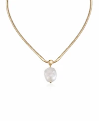 Ettika Baroque Cultured Freshwater Pearl Pendant 18K Gold-Plated Snake Chain Necklace