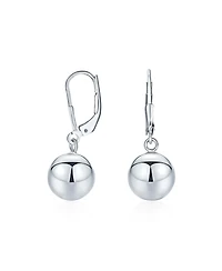 Bling Jewelry Simple Plain Basic Dangling Lever Back Round Bead Ball Drop Earrings .925 Sterling Silver