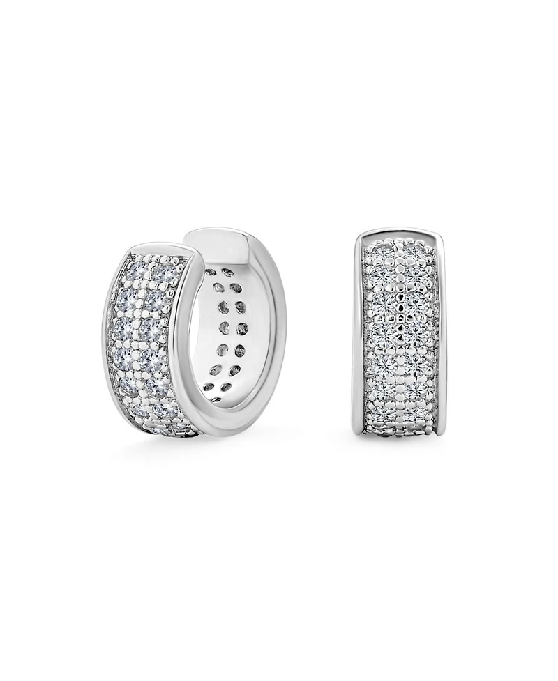 Bling Jewelry Simple Two Tone Cubic Zirconia Pave Blue Cz One or Two Row Band Ear Cuffs Wrap Cartilage Earrings .925 Sterling Silver