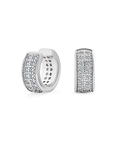 Bling Jewelry Simple Two Tone Cubic Zirconia Pave Blue Cz One or Two Row Band Ear Cuffs Wrap Cartilage Earrings .925 Sterling Silver