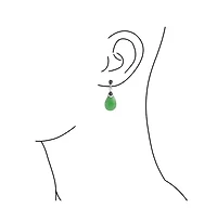 Bling Jewelry Bali Marcasite Accent Pear Shaped Chandelier Dangle Teardrop Green Natural Jade Drop Earrings Two Tone Oxidized Sterling Silver
