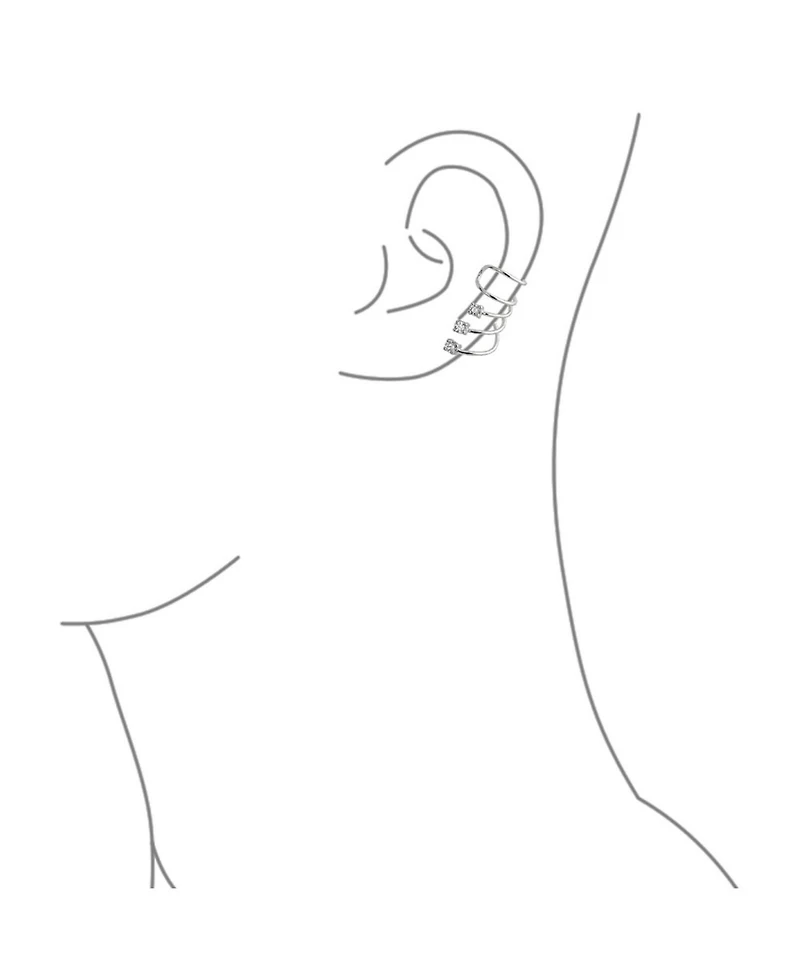 Bling Jewelry Triple Spiral Cz Curved Crawlers Ear Cuff Cartilage Earrings 14K Gold Plated Silver