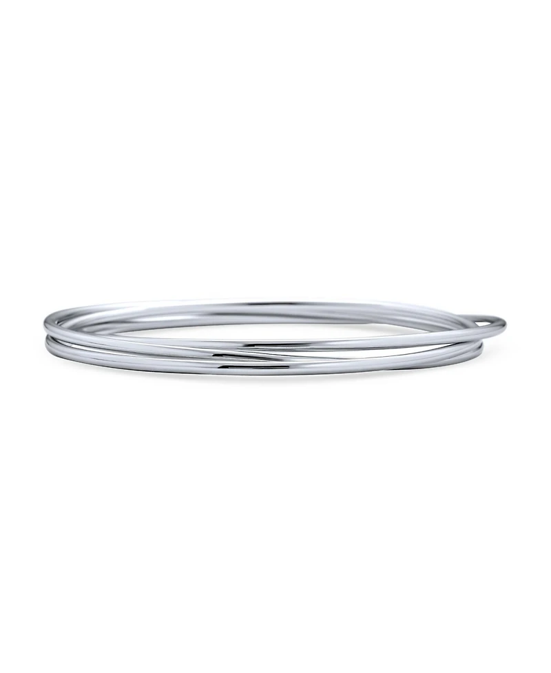 Bling Jewelry Set Of 3 Solid 2MM Small Wrist Round Stackable Smooth Multi Bangle Bracelet Sterling Silver