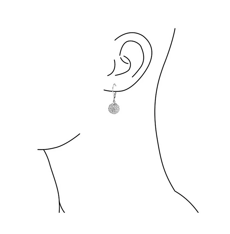 Bling Jewelry Minimalist Geometric Cubic Zirconia Pave Cz Disco Ball Lever back Drop Statement Earrings Prom Sterling Silver