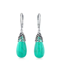 Bling Jewelry Boho Long Elongated Teardrop Filigree Lever Back Dangle Earrings Sterling Silver