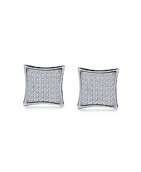 Bling Jewelry Black Square Kite Shaped Cz Micro Pave Cubic Zirconia Stud Earrings .925 Silver Screw back 7-12MM