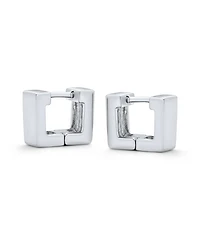 Bling Jewelry Contoured Square Huggie Hoop Earrings Sterling Silver