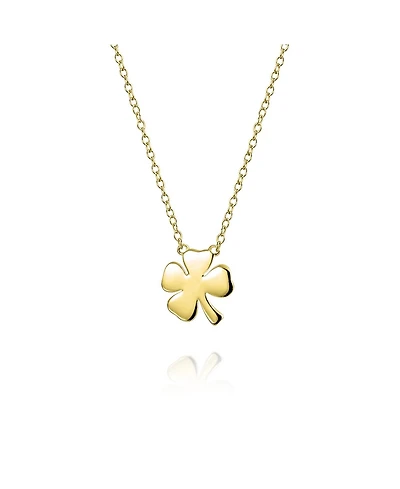 Bling Jewelry Irish Lucky Shamrock Good Luck Charm Four Leaf Clover Pendant Necklace For Women Yellow Gold Plated Sterling Silver