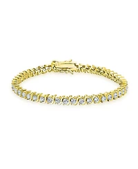 Bling Jewelry Jewelry 15 Ct Cz Round Solitaire Swirl S Wave Link Tennis Bracelet Yellow Gold Plated Sterling Silver Rhodium