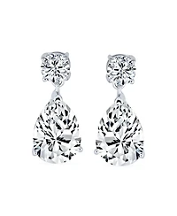 Bling Jewelry Classic Simple Cubic Zirconia Teardrop Cz Dangle Drop Earrings Gold Plated .925 Sterling Silver