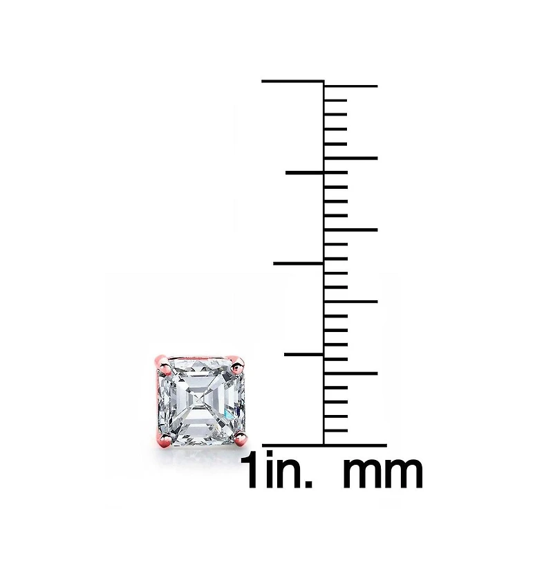 Suzy Levian Sterling Silver Cubic Zirconia Asscher-Cut Classic Stud Earrings