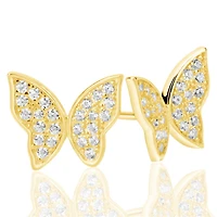 Suzy Levian Sterling Silver Cubic Zirconia Pave Butterfly Stud Earrings