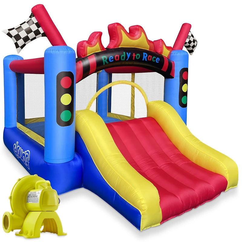 Cloud 9 Race Car Track Bounce House with Blower