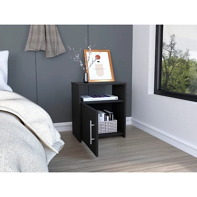 Simplie Fun Nordico Nightstand, One Shelf, Single Door Cabinet, Metal Handle