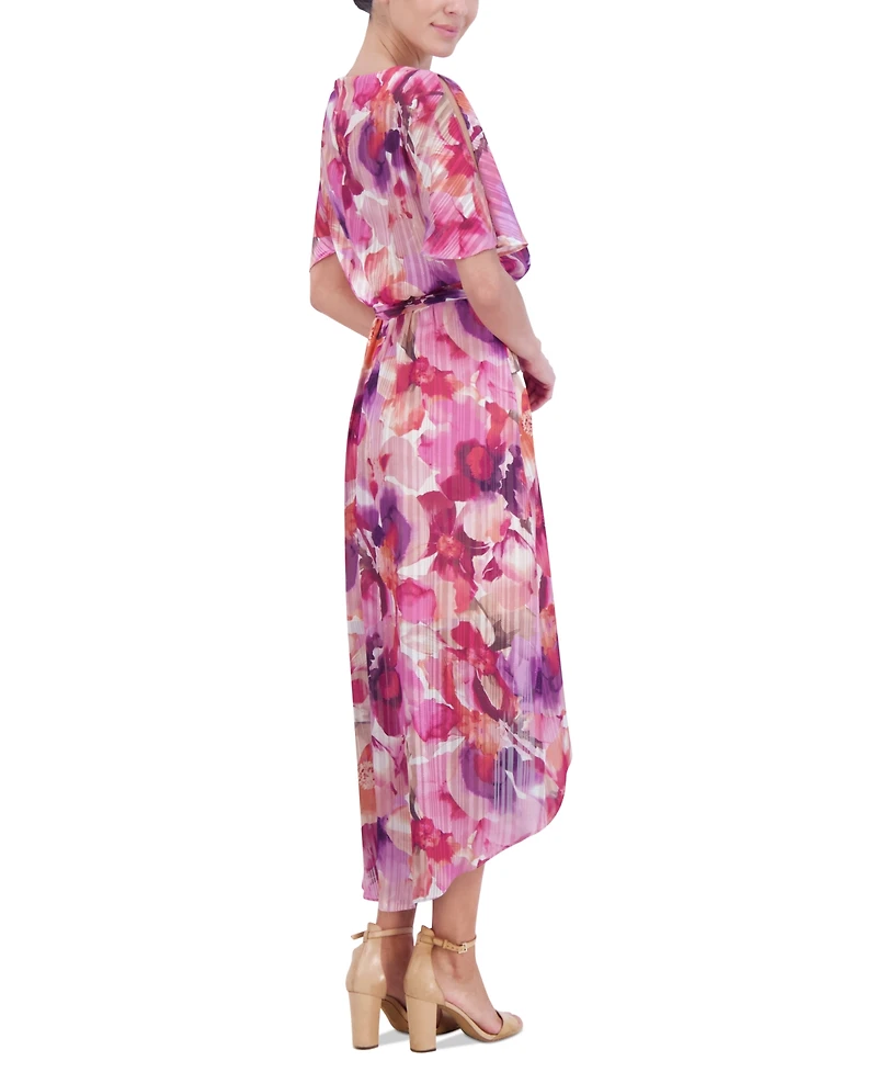 Jessica Howard Women's Printed Chiffon High-Low Midi Dress