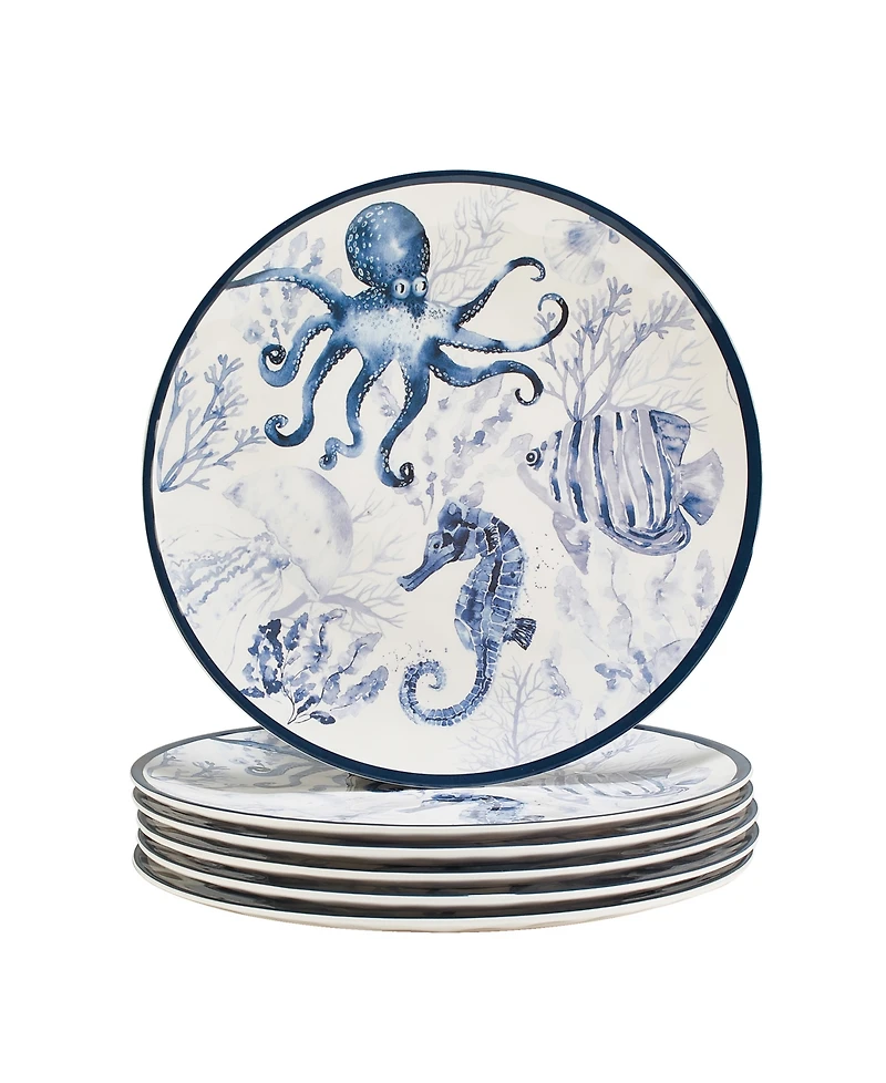 Certified International Sea Life Set of 6 Dinner Plate 11", Service For 6