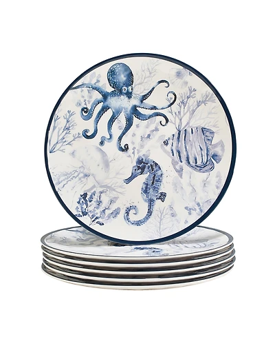 Certified International Sea Life Set of 6 Dinner Plate 11", Service For 6