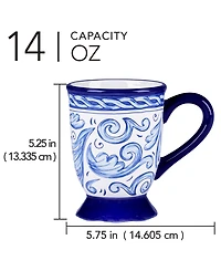 Certified International Veranda Set of 4 Mugs, 14 oz, Service For 4