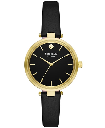 kate spade new york Women's Holland Black Leather Watch 28mm, KSW9048