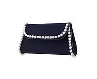 Nina Imitation Pearl Trim Trapezoid Flap Bag