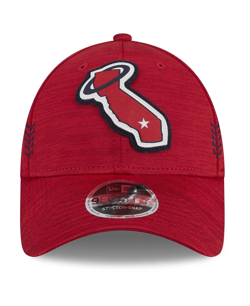 Men's New Era Red Los Angeles Angels 2024 Clubhouse 9FORTY Adjustable Hat