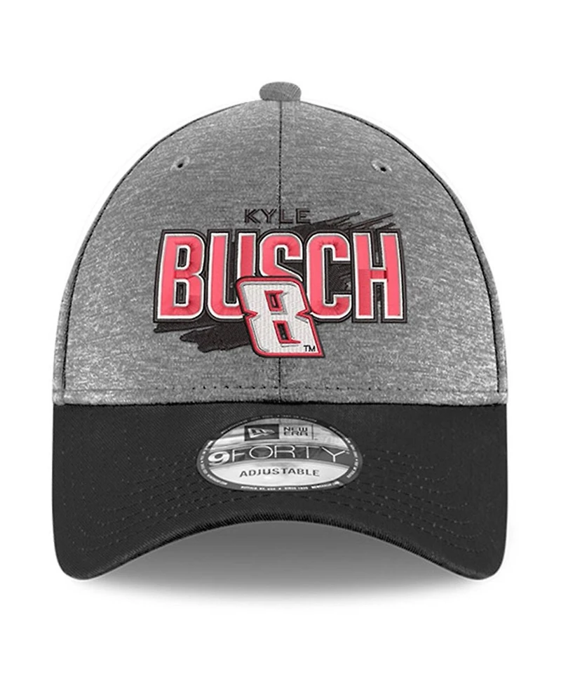 Men's New Era Gray, Black Kyle Busch 9FORTY Splash Adjustable Hat